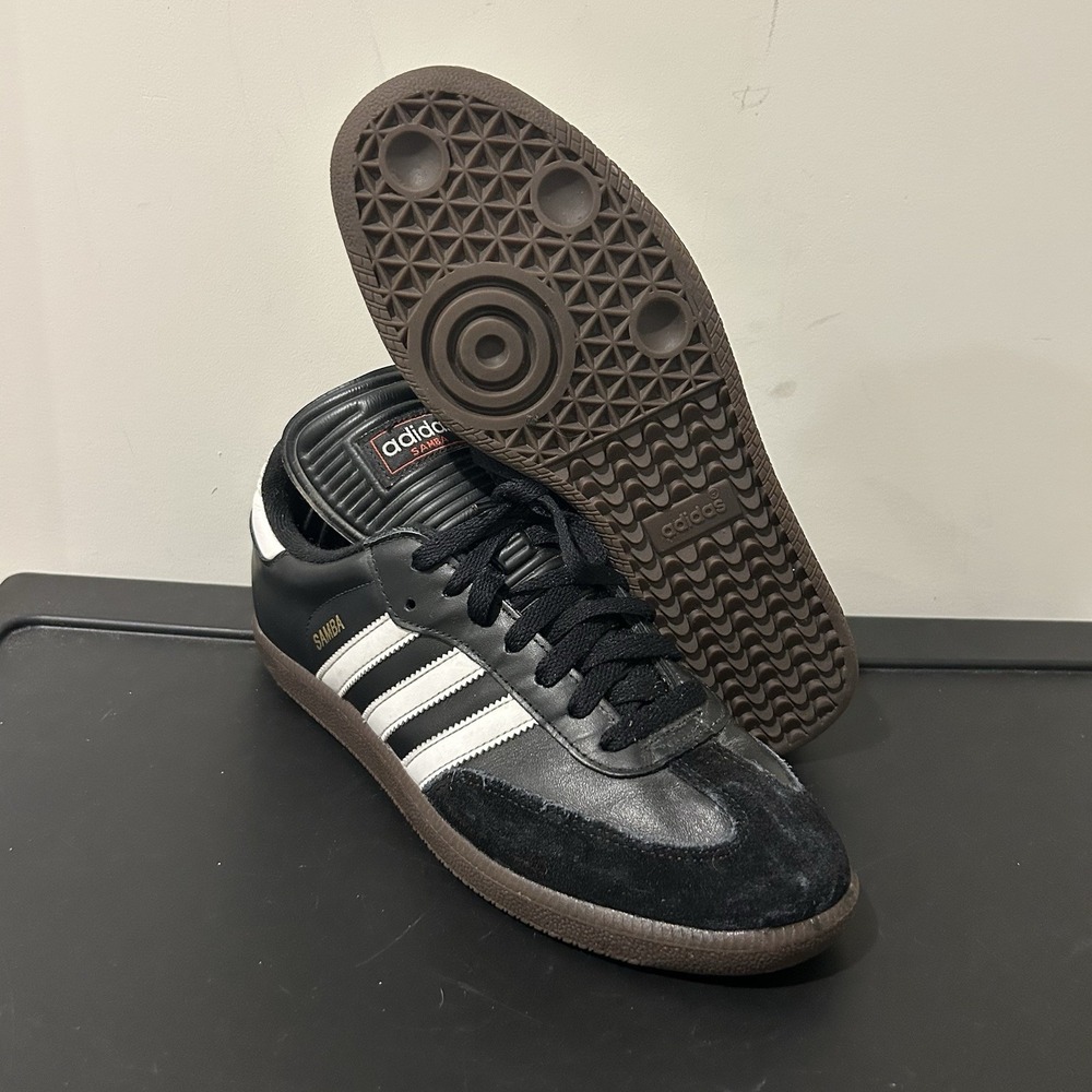 adidas Samba Classic Black Leather Indoor Soccer Shoes 034563 Men's Size 8.5